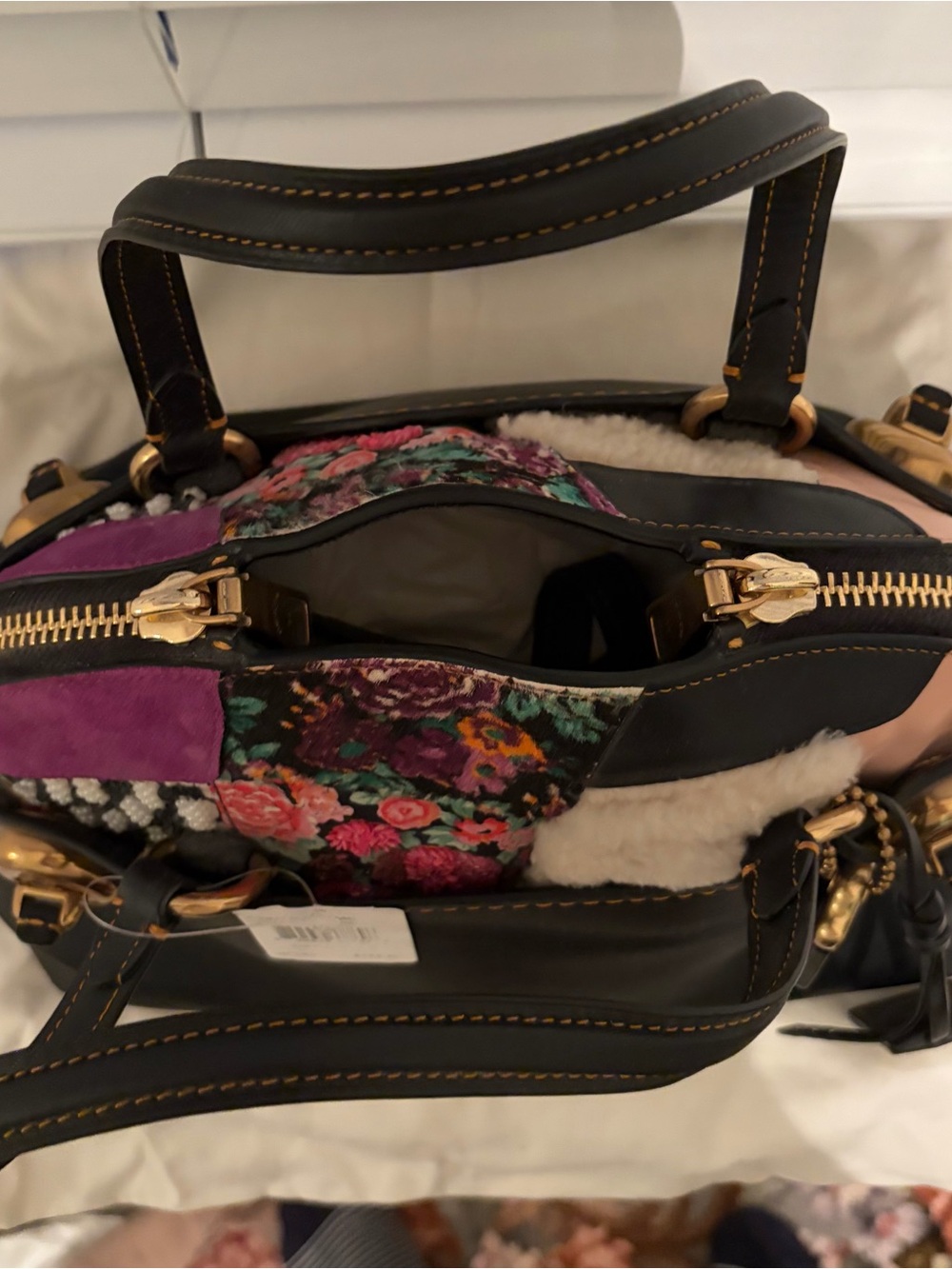 Coach Black Leather Shoulder Bag with Multicolor Patchwork Accents - Picture 3 of 5